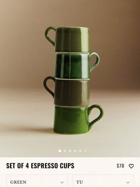 Sezane Green Ceramic Espresso Cup Set - Assorted Green Tones